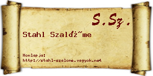 Stahl Szalóme névjegykártya
